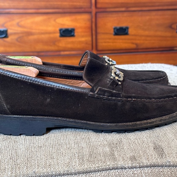Salvatore Ferragamo Master Gancini Brown Suede Leather Men’s Loafers Size 11 D main image 13